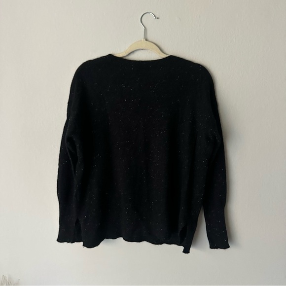 Halogen Speckle Black Cashmere Vneck Sweater Medium - Picture 6 of 7